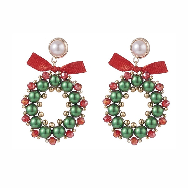 PandaHall Glass Pearl Braided Christmas Wreath Dangle Stud Earrings, Brass Wire Wrap Drop Earrings for Women, Colorful, 47mm, Pin: 0.8mm...
PandaHall Glass Pearl Braided Christmas Wreath Dangle Stud Earrings, Brass Wire Wrap Drop Earrings for Women, Colorful, 47mm, Pin: 0.8mm...