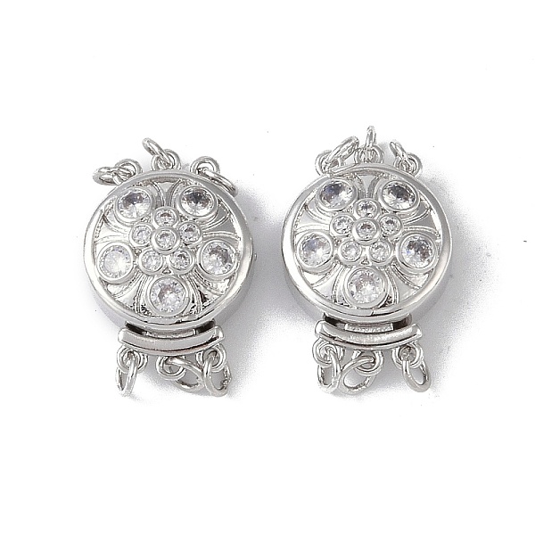 PandaHall Rack Plating Brass Micro Pave Clear Cubic Zirconia Box Clasps, 3-Strand, 6-Hole, Flat Round with Flower Pattern, Platinum...
PandaHall Rack Plating Brass Micro Pave Clear Cubic Zirconia Box Clasps, 3-Strand, 6-Hole, Flat Round with Flower Pattern, Platinum...