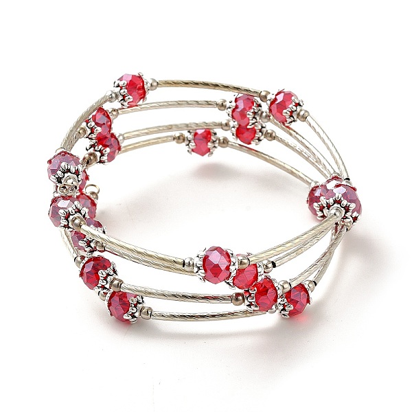PandaHall Fashion Wrap Bracelets, with Rondelle Glass Beads, Tibetan Style Bead Caps, Brass Tube Beads and Steel Memory Wire, Red, Inner...
PandaHall Fashion Wrap Bracelets, with Rondelle Glass Beads, Tibetan Style Bead Caps, Brass Tube Beads and Steel Memory Wire, Red, Inner...