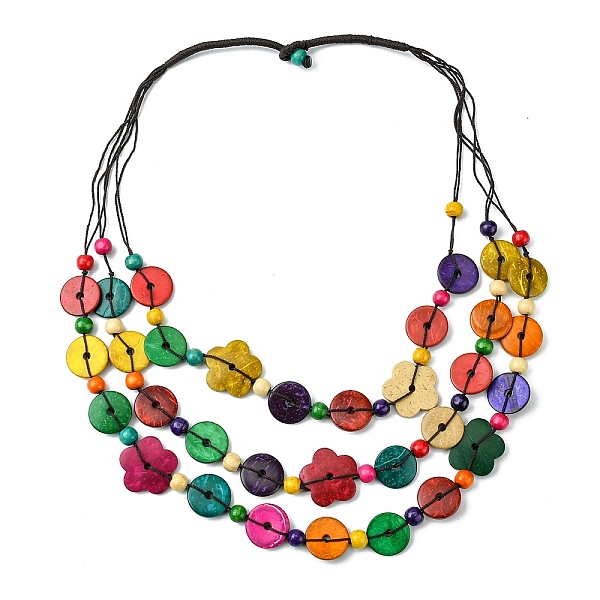 PandaHall Dyed Natural Coconut Flower Beaded 3 Layer Necklaces, Bohemian Jewelry for Women, Colorful, 26.26 inch(66.7cm) Wood
PandaHall Dyed Natural Coconut Flower Beaded 3 Layer Necklaces, Bohemian Jewelry for Women, Colorful, 26.26 inch(66.7cm) Wood