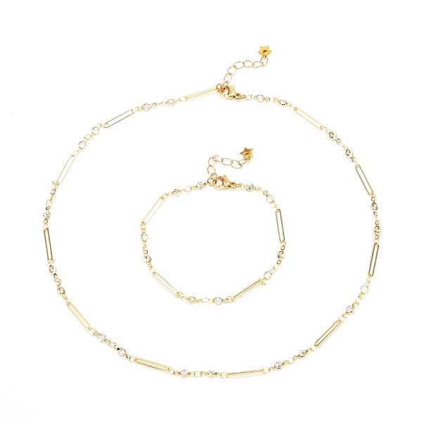 PandaHall Clear Cubic Zirconia Jewelry Set for Girl Women, Brass Link Chain Necklace and Bracelet with Tiny Star, Golden, 16-7/8 inch(43cm)...
PandaHall Clear Cubic Zirconia Jewelry Set for Girl Women, Brass Link Chain Necklace and Bracelet with Tiny Star, Golden, 16-7/8 inch(43cm)...