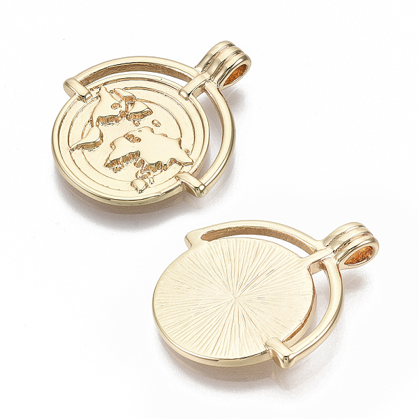 PandaHall Brass Pendants, Nickel Free, Flat Round with World Map, Real 18K Gold Plated, 25x22.5x4mm, Hole: 1.4mm Brass Flat Round
PandaHall Brass Pendants, Nickel Free, Flat Round with World Map, Real 18K Gold Plated, 25x22.5x4mm, Hole: 1.4mm Brass Flat Round