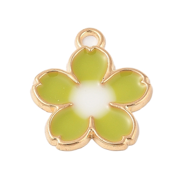 PandaHall Rack Plating Alloy Pendants, with Enamel, Golden, Flower Charm, Yellow Green, 27.5x24x2mm, Hole: 3mm Alloy+Enamel Flower
PandaHall Rack Plating Alloy Pendants, with Enamel, Golden, Flower Charm, Yellow Green, 27.5x24x2mm, Hole: 3mm Alloy+Enamel Flower