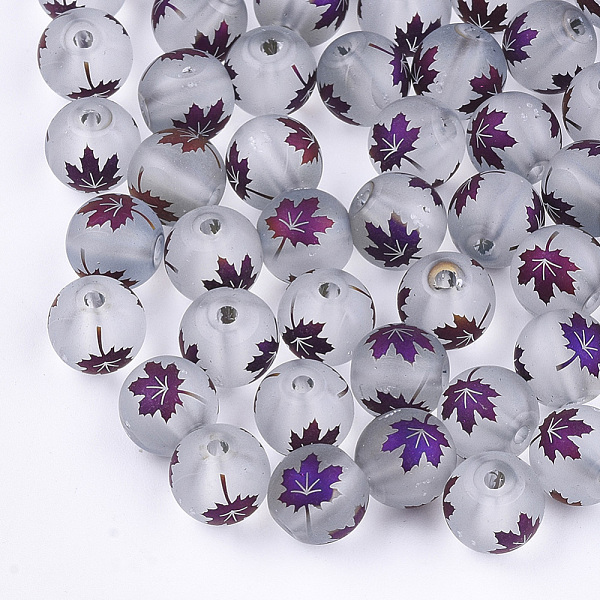 PandaHall Autumn Theme Electroplate Transparent Glass Beads, Frosted, Round with Maple Leaf Pattern, Indigo, 8~8.5mm, Hole: 1.5mm Glass Leaf..., Purple
PandaHall Autumn Theme Electroplate Transparent Glass Beads, Frosted, Round with Maple Leaf Pattern, Indigo, 8~8.5mm, Hole: 1.5mm Glass Leaf..., Purple