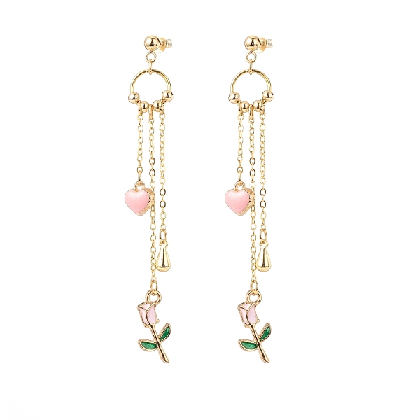 PandaHall Enamel Heart & Rose Dangle Stud Earrings, Gold Plated Alloy Long Tassel Drop Earrings for Valentine's Day, Pink, 80mm, Pin: 0.8mm...
PandaHall Enamel Heart & Rose Dangle Stud Earrings, Gold Plated Alloy Long Tassel Drop Earrings for Valentine's Day, Pink, 80mm, Pin: 0.8mm...