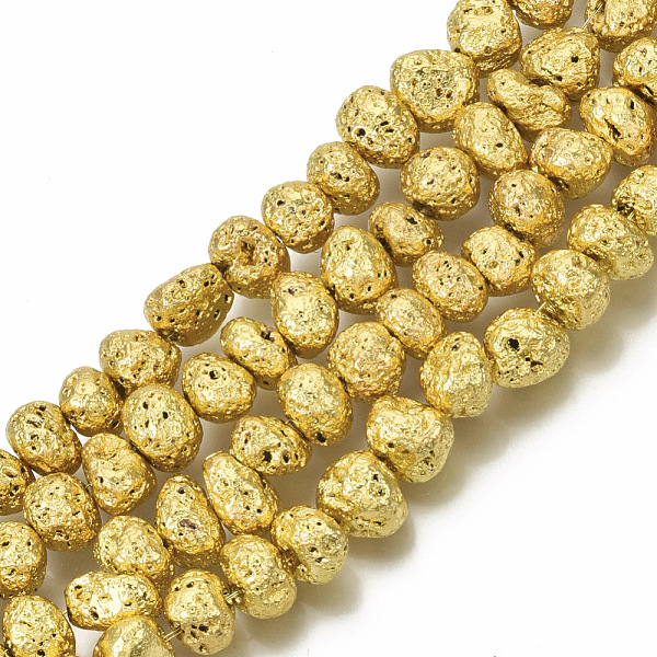 PandaHall Electroplated Natural Lava Rock Beads Strands, Nuggets, Golden Plated, 6~10x6~10x5~8mm, Hole: 1mm, about 52~54pcs/strand, 14.17...
PandaHall Electroplated Natural Lava Rock Beads Strands, Nuggets, Golden Plated, 6~10x6~10x5~8mm, Hole: 1mm, about 52~54pcs/strand, 14.17...