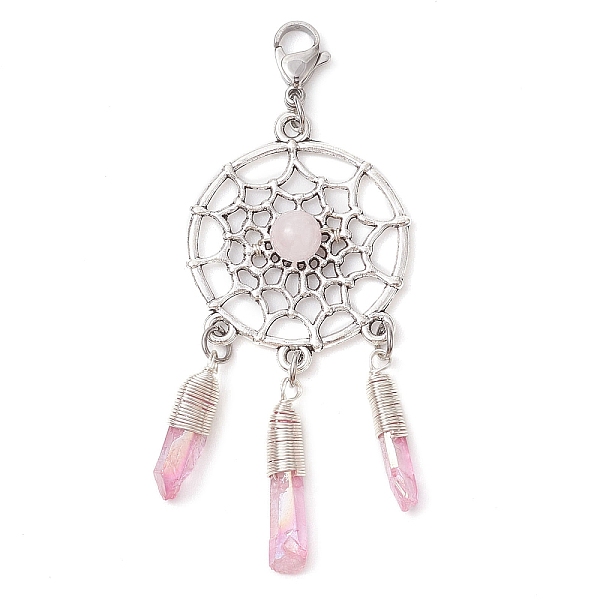 PandaHall Alloy Woven Net/Web with Natural Rose Quartz Pendants Decorations, Wire Wrapped Natural Quartz Crystal Charm Ornaments, 80x28mm...
PandaHall Alloy Woven Net/Web with Natural Rose Quartz Pendants Decorations, Wire Wrapped Natural Quartz Crystal Charm Ornaments, 80x28mm...