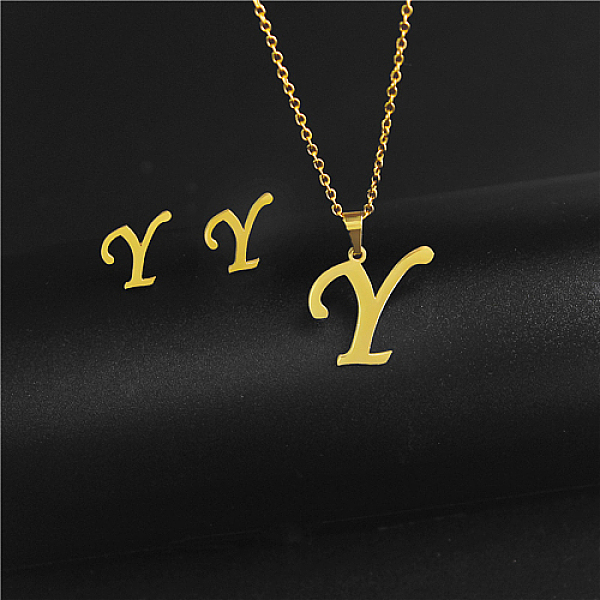 PandaHall Golden Stainless Steel Initial Letter Jewelry Set, Stud Earrings & Pendant Necklaces, Letter Y, No Size Stainless Steel Letter Y
PandaHall Golden Stainless Steel Initial Letter Jewelry Set, Stud Earrings & Pendant Necklaces, Letter Y, No Size Stainless Steel Letter Y