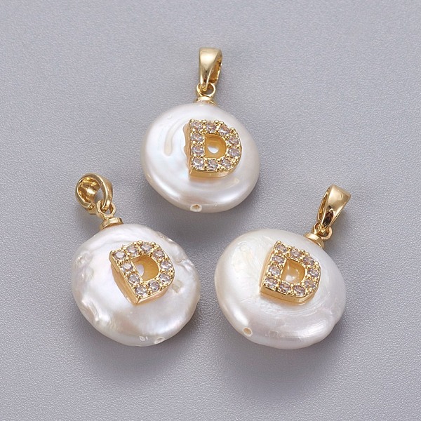 PandaHall Natural Cultured Freshwater Pearl Pendants, with Brass Micro Pave Cubic Zirconia Findings, Nuggets with Letter, Long-Lasting..., Clear
PandaHall Natural Cultured Freshwater Pearl Pendants, with Brass Micro Pave Cubic Zirconia Findings, Nuggets with Letter, Long-Lasting..., Clear