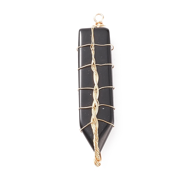 PandaHall Natural Obsidian Big Pendants, with Light Gold Tone Copper Wire Wrapped, Sword, 61~63x13.5~15x7.5~8mm, Hole: 3.5mm Obsidian Others
PandaHall Natural Obsidian Big Pendants, with Light Gold Tone Copper Wire Wrapped, Sword, 61~63x13.5~15x7.5~8mm, Hole: 3.5mm Obsidian Others