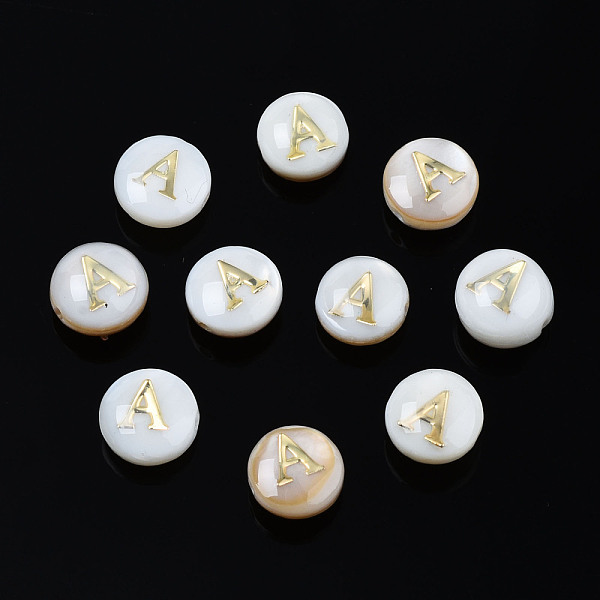 PandaHall Natural Freshwater Shell Beads, with Golden Plated Brass Etched Metal Embellishments, Flat Round with Letter, Seashell Color...
PandaHall Natural Freshwater Shell Beads, with Golden Plated Brass Etched Metal Embellishments, Flat Round with Letter, Seashell Color...