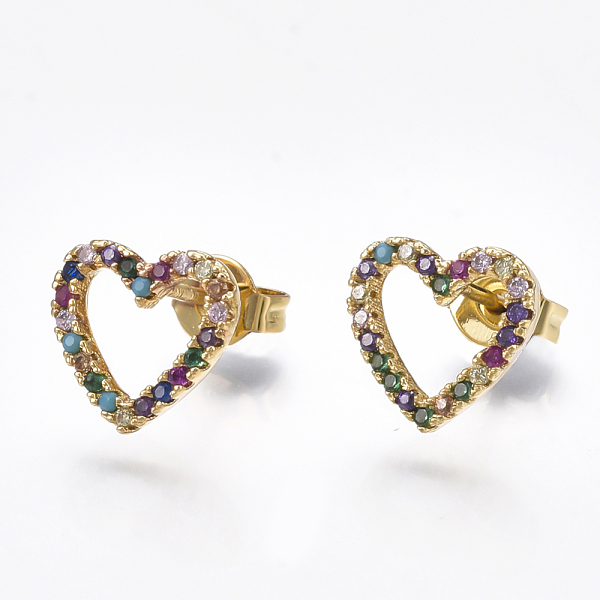 PandaHall Brass Micro Pave Cubic Zirconia Ear Studs, Heart, Real 18K Gold Plated, 9x9.5x2mm, Pin: 0.7mm Cubic Zirconia
PandaHall Brass Micro Pave Cubic Zirconia Ear Studs, Heart, Real 18K Gold Plated, 9x9.5x2mm, Pin: 0.7mm Cubic Zirconia
