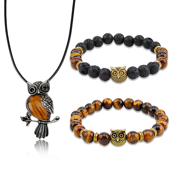 PandaHall FIBLOOM Alloy Owl Pendant Necklace & Beaded Stretch Bracelets, Natural Tiger Eye & Lava Rock Jewelry Set for Women, 20-1/2 inch..., Multicolor
PandaHall FIBLOOM Alloy Owl Pendant Necklace & Beaded Stretch Bracelets, Natural Tiger Eye & Lava Rock Jewelry Set for Women, 20-1/2 inch..., Multicolor
