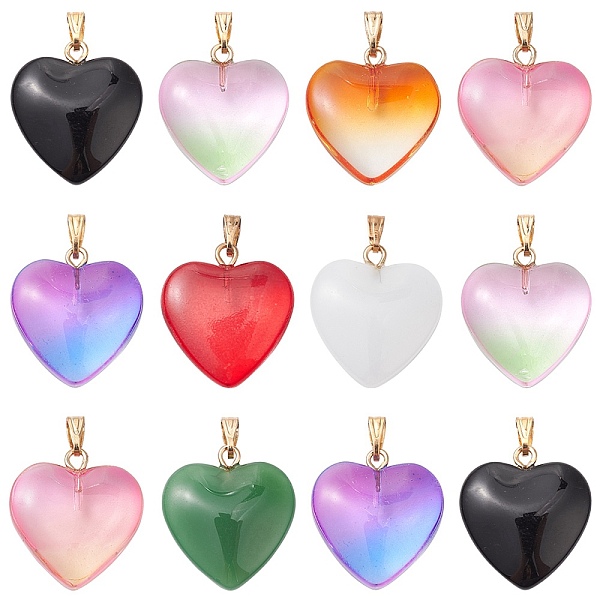 PandaHall 10Pcs 8 Style Spray Painted Glass Pendants, with Golden Plated Iron Bails, Heart Charms, Mixed Color, 22x20.5x7mm, Hole: 6x2mm..., Multicolor
PandaHall 10Pcs 8 Style Spray Painted Glass Pendants, with Golden Plated Iron Bails, Heart Charms, Mixed Color, 22x20.5x7mm, Hole: 6x2mm..., Multicolor