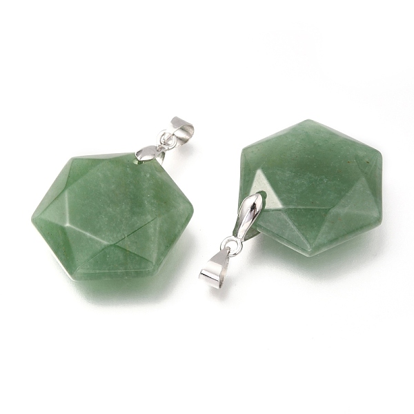 PandaHall Faceted Natural Green Aventurine Pendants, with Platinum Tone Brass Findings, Hexagon, 28x25x9mm, Hole: 4x5mm Green Aventurine...
PandaHall Faceted Natural Green Aventurine Pendants, with Platinum Tone Brass Findings, Hexagon, 28x25x9mm, Hole: 4x5mm Green Aventurine...
