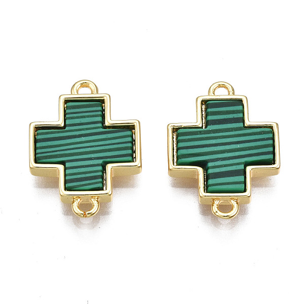 PandaHall Brass Connector Charms, with Synthetic Malachite, Cadmium Free & Nickel Free & Lead Free, Real 18K Gold Plated, Cross, Sea Green...
PandaHall Brass Connector Charms, with Synthetic Malachite, Cadmium Free & Nickel Free & Lead Free, Real 18K Gold Plated, Cross, Sea Green...