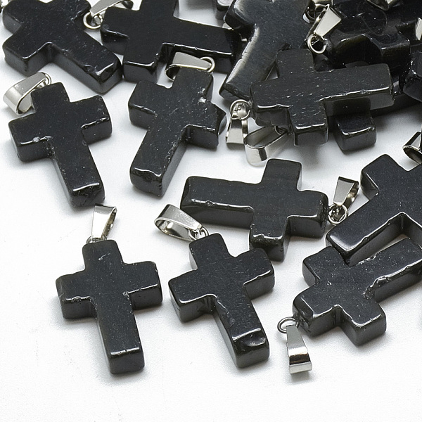 PandaHall Dyed Natural Black Agate Pendants, with Stainless Steel Snap On Bails, Cross, 29~30x18~19x5~6mm, Hole: 6x4mm Black Agate Cross
PandaHall Dyed Natural Black Agate Pendants, with Stainless Steel Snap On Bails, Cross, 29~30x18~19x5~6mm, Hole: 6x4mm Black Agate Cross