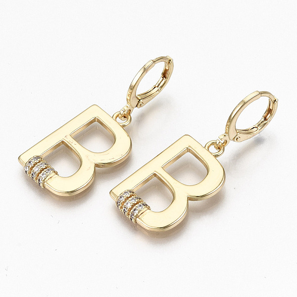 PandaHall Brass Micro Pave Clear Cubic Zirconia Huggie Hoop Earrings, Letter B, Nickel Free, Real 18K Gold Plated, 36x14x3mm, Pin: 0.7mm...
PandaHall Brass Micro Pave Clear Cubic Zirconia Huggie Hoop Earrings, Letter B, Nickel Free, Real 18K Gold Plated, 36x14x3mm, Pin: 0.7mm...