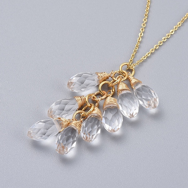 PandaHall Pendants Necklaces, with Brass Cable Chains and teardrop, Glass Beads, Cloud, Golden, 17.32 inch(44cm), 1.5mm Glass Clear
PandaHall Pendants Necklaces, with Brass Cable Chains and teardrop, Glass Beads, Cloud, Golden, 17.32 inch(44cm), 1.5mm Glass Clear
