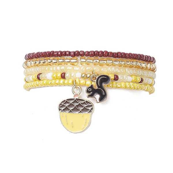 PandaHall 5Pcs 5 Style Glass Seed Beaded Stretch Bracelets Set, Squirrel & Acorn Alloy Enamel Charms Stackable Bracelets for Women, Gold...
PandaHall 5Pcs 5 Style Glass Seed Beaded Stretch Bracelets Set, Squirrel & Acorn Alloy Enamel Charms Stackable Bracelets for Women, Gold...