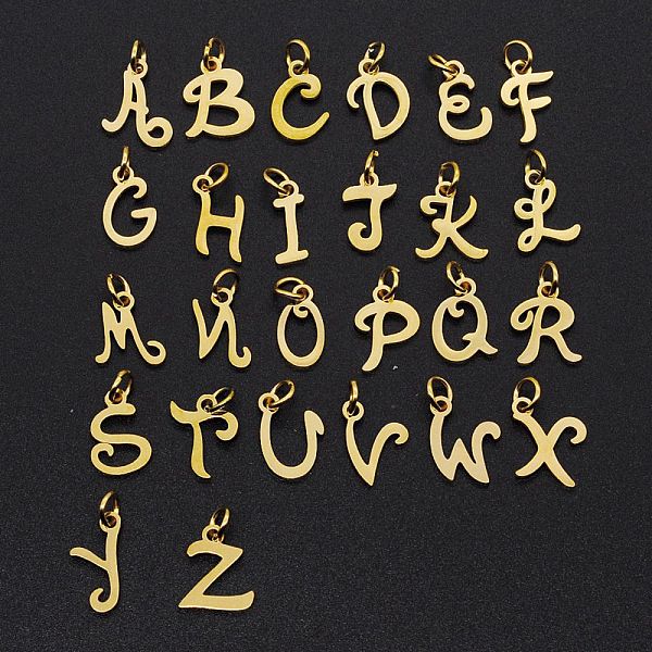 PandaHall 201 Stainless Steel Charms, Laser Cut, with Jump Rings, Alphabet A~Z, Golden, 12x6x1mm, Hole: 3mm, 26pcs/set 201 Stainless Steel...
PandaHall 201 Stainless Steel Charms, Laser Cut, with Jump Rings, Alphabet A~Z, Golden, 12x6x1mm, Hole: 3mm, 26pcs/set 201 Stainless Steel...
