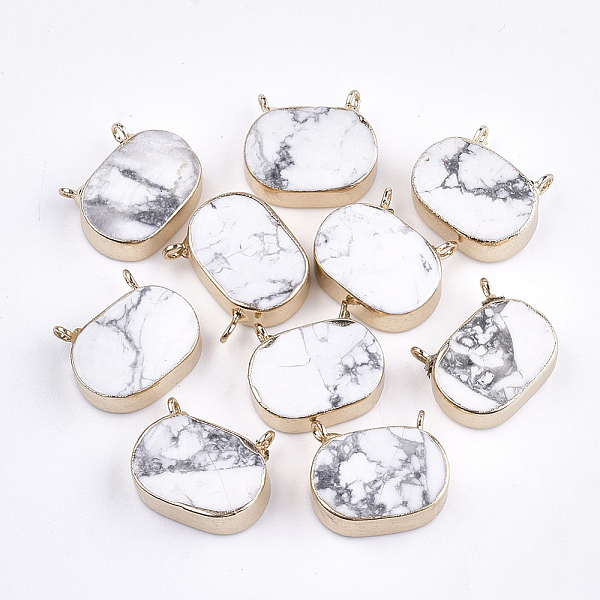PandaHall Electroplate Natural Howlite Pendants, with Iron Findings, Oval, Golden, 15~16x18x6mm, Hole: 1.8mm Howlite Oval
PandaHall Electroplate Natural Howlite Pendants, with Iron Findings, Oval, Golden, 15~16x18x6mm, Hole: 1.8mm Howlite Oval
