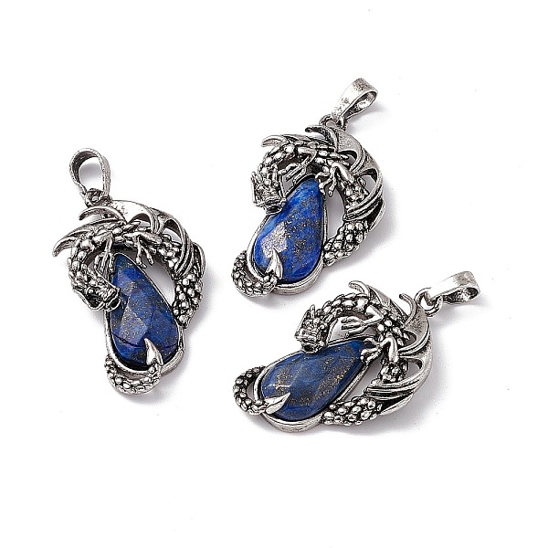 PandaHall Natural Natural Lapis Lazuli Pendants, Faceted Teardrop Charms with Rack Plating Antique Silver Tone Brass Dragon, Cadmium Free &...
PandaHall Natural Natural Lapis Lazuli Pendants, Faceted Teardrop Charms with Rack Plating Antique Silver Tone Brass Dragon, Cadmium Free &...