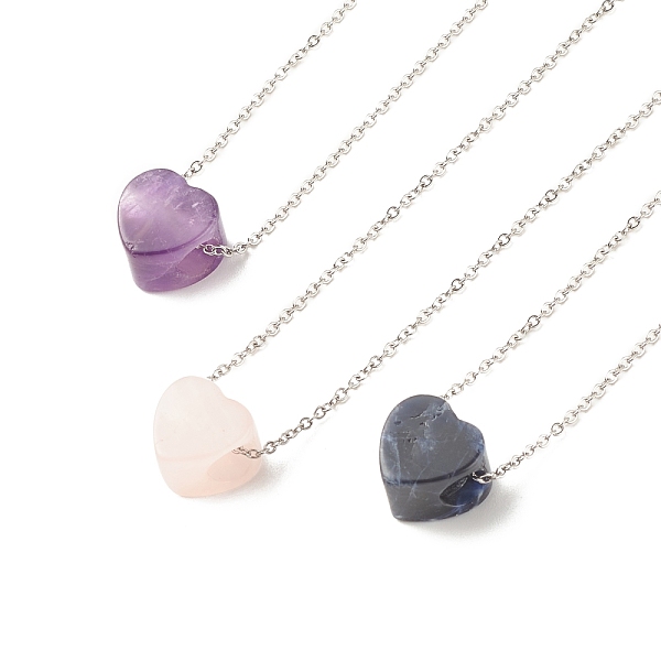 PandaHall Natural Gemstone Heart Pendant Necklace with 304 Stainless Steel Cable Chains for Women, 17.83 inch(45.3cm) Mixed Stone
PandaHall Natural Gemstone Heart Pendant Necklace with 304 Stainless Steel Cable Chains for Women, 17.83 inch(45.3cm) Mixed Stone