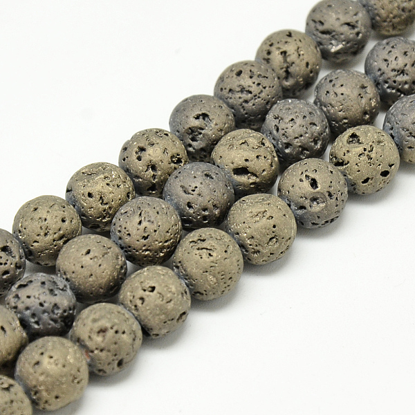 PandaHall Electroplate Natural Lava Rock Beads Strands, Matte Style, Round, Light Gold Plated, 4~5mm, Hole: 0.5mm, about 88pcs/strand...
PandaHall Electroplate Natural Lava Rock Beads Strands, Matte Style, Round, Light Gold Plated, 4~5mm, Hole: 0.5mm, about 88pcs/strand...