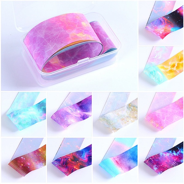 PandaHall 10 Style Transfer Foil Nail Art Stickers, Nail Decals, DIY Nail Tips Decoration for Women, Starry Sky Pattern, 50x4cm..., Multicolor
PandaHall 10 Style Transfer Foil Nail Art Stickers, Nail Decals, DIY Nail Tips Decoration for Women, Starry Sky Pattern, 50x4cm..., Multicolor
