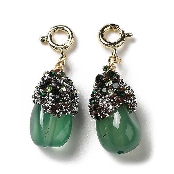 PandaHall Natural Agate Pendant Decorations, with Rhinestone and Rack Plating Brass Spring Ring Clasps, Teardrop, 26.5~27.5mm Natural Agate..., Green
PandaHall Natural Agate Pendant Decorations, with Rhinestone and Rack Plating Brass Spring Ring Clasps, Teardrop, 26.5~27.5mm Natural Agate..., Green