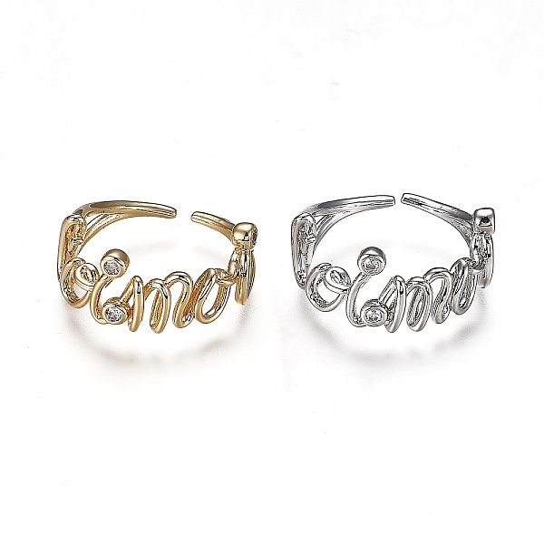 PandaHall Brass Micro Pave Clear Cubic Zirconia Cuff Rings, Open Rings, Cadmium Free & Lead Free, Word, Mixed Color, US Size 6 3/4(17.1mm)...
PandaHall Brass Micro Pave Clear Cubic Zirconia Cuff Rings, Open Rings, Cadmium Free & Lead Free, Word, Mixed Color, US Size 6 3/4(17.1mm)...
