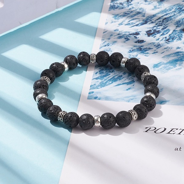 PandaHall Natural Lava Rock & Alloy Stretch Bracelet, Essential Oil Gemstone Jewelry for Women, Inner Diameter: 2-1/8 inch(5.4cm) Lava Rock
PandaHall Natural Lava Rock & Alloy Stretch Bracelet, Essential Oil Gemstone Jewelry for Women, Inner Diameter: 2-1/8 inch(5.4cm) Lava Rock