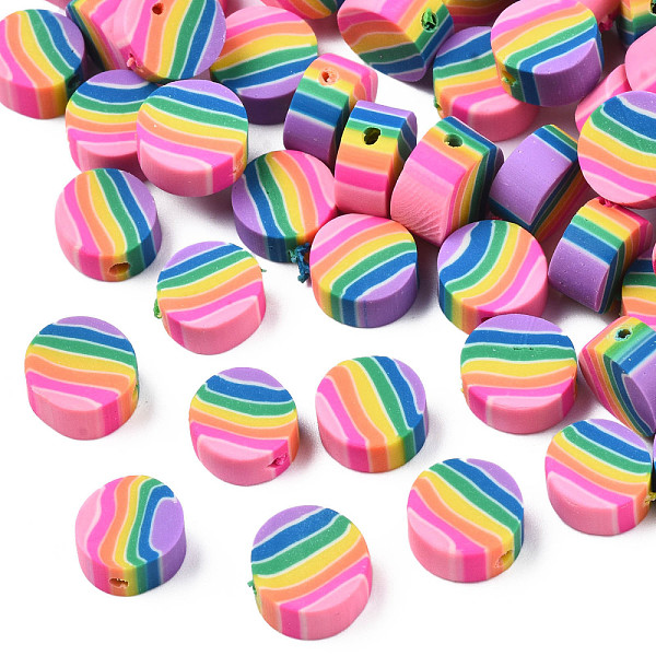 PandaHall Handmade Polymer Clay Beads, Flat Round with Stripe Pattern, Colorful, 8~9.5x4~5mm, Hole: 1mm Polymer Clay Flat Round
PandaHall Handmade Polymer Clay Beads, Flat Round with Stripe Pattern, Colorful, 8~9.5x4~5mm, Hole: 1mm Polymer Clay Flat Round