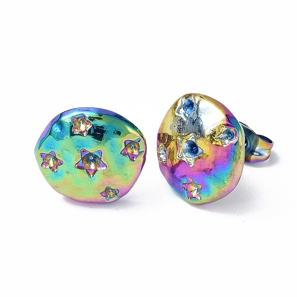 PandaHall Ion Plating(IP) 304 Stainless Steel Stud Earring Findings, with Rhinestone Settng and Ear Nuts, Flat Round with Star, Rainbow...
PandaHall Ion Plating(IP) 304 Stainless Steel Stud Earring Findings, with Rhinestone Settng and Ear Nuts, Flat Round with Star, Rainbow...