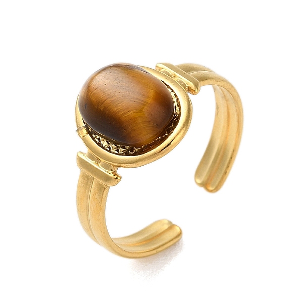 PandaHall 304 Stainless Steel Cuff Rings, with Natural Tiger Eye, Oval, Real 18K Gold Plated, Adjustable Tiger Eye Oval
PandaHall 304 Stainless Steel Cuff Rings, with Natural Tiger Eye, Oval, Real 18K Gold Plated, Adjustable Tiger Eye Oval