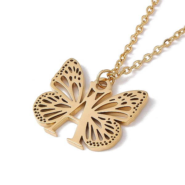 PandaHall Initial Letter with Butterfly Pendant Necklace, Golden 304 Stainless Steel Jewelry for Women, Letter.A, Pendant: 17x20x1mm, 15.55...
PandaHall Initial Letter with Butterfly Pendant Necklace, Golden 304 Stainless Steel Jewelry for Women, Letter.A, Pendant: 17x20x1mm, 15.55...