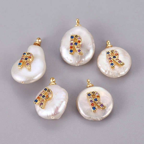 PandaHall Natural Cultured Freshwater Pearl Pendants, with Brass Cubic Zirconia Cabochons, Long-Lasting Plated, Nuggets with Letter...
PandaHall Natural Cultured Freshwater Pearl Pendants, with Brass Cubic Zirconia Cabochons, Long-Lasting Plated, Nuggets with Letter...