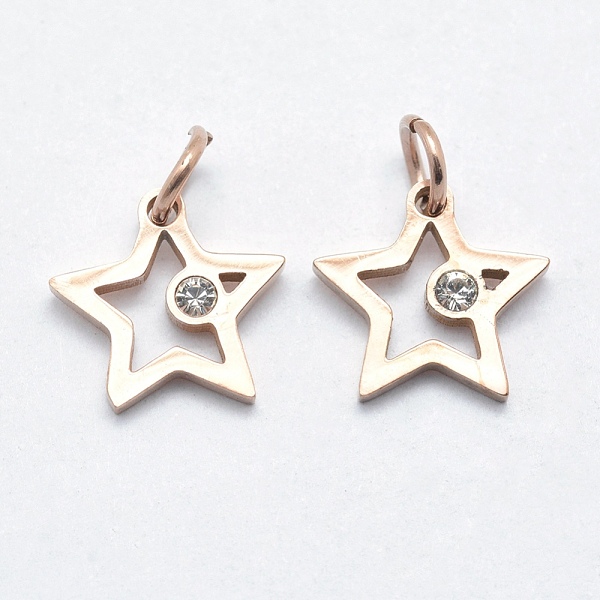 PandaHall 316 Surgical Stainless Steel Pendants, with Cubic Zirconia, Long-Lasting Plated, Star, Clear, Real Rose Gold Plated, 14x14x2mm...
PandaHall 316 Surgical Stainless Steel Pendants, with Cubic Zirconia, Long-Lasting Plated, Star, Clear, Real Rose Gold Plated, 14x14x2mm...