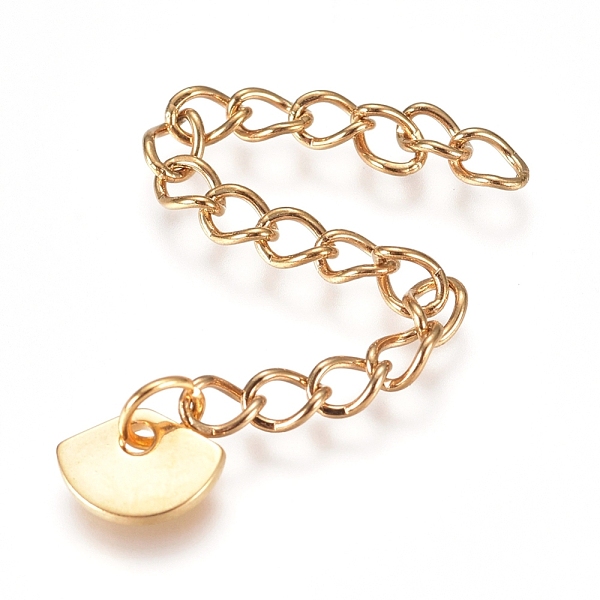 PandaHall 304 Stainless Steel Chain Extender, Curb Chain, with Charms, Fan, Golden, 57mm, Link: 4x3x0.5mm 304 Stainless Steel
PandaHall 304 Stainless Steel Chain Extender, Curb Chain, with Charms, Fan, Golden, 57mm, Link: 4x3x0.5mm 304 Stainless Steel