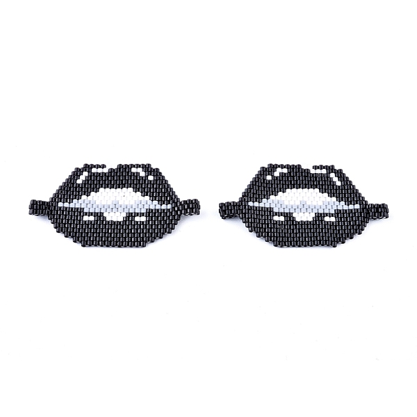 PandaHall Handmade Seed Beads Links Connectors, with Elastic Thread, Loom Pattern, Lip, Black, 26~27x50~51x1.5~3mm, Hole: 3mm Glass Lip...
PandaHall Handmade Seed Beads Links Connectors, with Elastic Thread, Loom Pattern, Lip, Black, 26~27x50~51x1.5~3mm, Hole: 3mm Glass Lip...