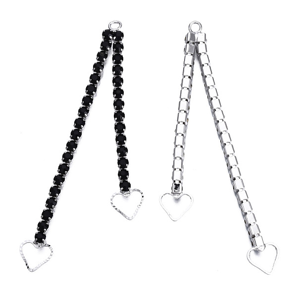 PandaHall Brass Pave Rhinestone Chain with Heart Big Pendants, Cadmium Free & Nickel Free & Lead Free, Platinum, Jet, 80x6x3mm, Hole: 2.5mm..., Black
PandaHall Brass Pave Rhinestone Chain with Heart Big Pendants, Cadmium Free & Nickel Free & Lead Free, Platinum, Jet, 80x6x3mm, Hole: 2.5mm..., Black