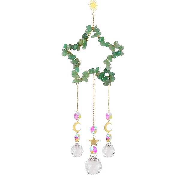 PandaHall Natural Green Aventurine Chip Wrapped Metal Star Hanging Ornaments, Glass Teardrop Tassel Suncatchers for Home Garden Outdoor...
PandaHall Natural Green Aventurine Chip Wrapped Metal Star Hanging Ornaments, Glass Teardrop Tassel Suncatchers for Home Garden Outdoor...