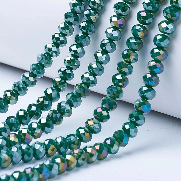 PandaHall Electroplate Glass Beads Strands, Opaque Solid Color, AB Color Plated, Faceted, Rondelle, Dark Green, 3.5x3mm, Hole: 0.4mm, about...
PandaHall Electroplate Glass Beads Strands, Opaque Solid Color, AB Color Plated, Faceted, Rondelle, Dark Green, 3.5x3mm, Hole: 0.4mm, about...
