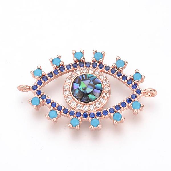 PandaHall Brass Micro Pave Cubic Zirconia Links, with Shell, Evil Eye, Rose Gold, 31x19x4mm, Hole: 1mm Brass+Cubic Zirconia Evil Eye
PandaHall Brass Micro Pave Cubic Zirconia Links, with Shell, Evil Eye, Rose Gold, 31x19x4mm, Hole: 1mm Brass+Cubic Zirconia Evil Eye