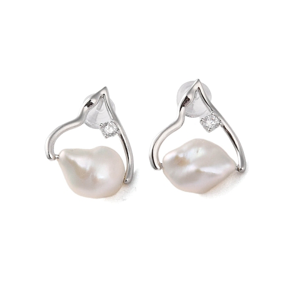 PandaHall 925 Sterling Silver Studs Earring, with Cubic Zirconia and Natural Pearl, Platinum, 19.5x15mm Pearl Others
PandaHall 925 Sterling Silver Studs Earring, with Cubic Zirconia and Natural Pearl, Platinum, 19.5x15mm Pearl Others