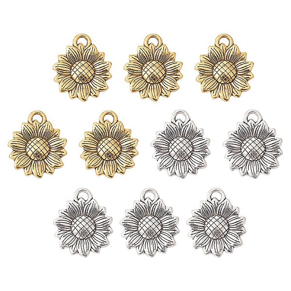 PandaHall 10Pcs 2 Colors Sunflower Tibetan Style Alloy Pendants, Cadmium Free & Lead Free, Mixed Color, 18x15.5x2.5mm, Hole: 2mm, 5pcs/color...
PandaHall 10Pcs 2 Colors Sunflower Tibetan Style Alloy Pendants, Cadmium Free & Lead Free, Mixed Color, 18x15.5x2.5mm, Hole: 2mm, 5pcs/color...