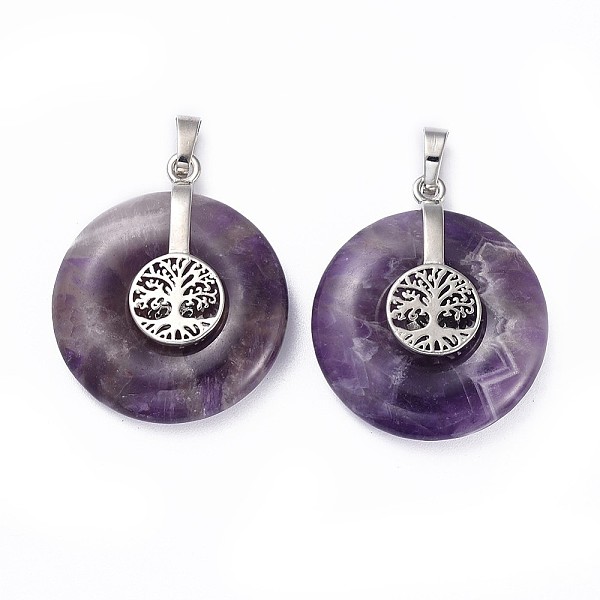 PandaHall Natural Amethyst Pendants, with Platinum Tone Brass Findings, Donut/Pi Disc with Tree of Life, 35.5x30x8.5~9.5mm, Hole: 4.5x6.5mm..., Purple
PandaHall Natural Amethyst Pendants, with Platinum Tone Brass Findings, Donut/Pi Disc with Tree of Life, 35.5x30x8.5~9.5mm, Hole: 4.5x6.5mm..., Purple