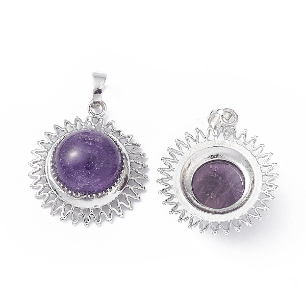 PandaHall Natural Amethyst Pendants, Sun Charms, with Platinum Tone Brass Findings, Half Round, 31x27.5x12mm, Hole: 7x5mm Amethyst Half...
PandaHall Natural Amethyst Pendants, Sun Charms, with Platinum Tone Brass Findings, Half Round, 31x27.5x12mm, Hole: 7x5mm Amethyst Half...