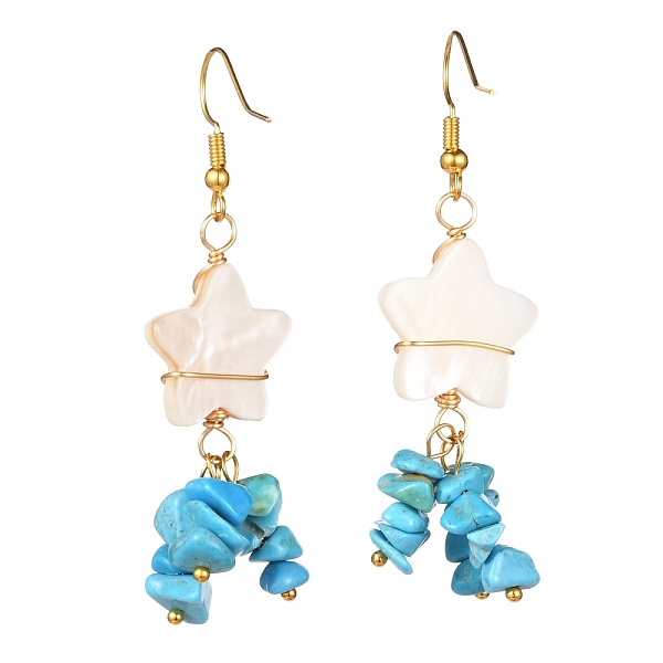 PandaHall Star with Cluster Chip Beads Long Dangle Earrings, Wire Wrap Natural Shell & Synthetic Howlite Beads Earrings for Girl Women...
PandaHall Star with Cluster Chip Beads Long Dangle Earrings, Wire Wrap Natural Shell & Synthetic Howlite Beads Earrings for Girl Women...